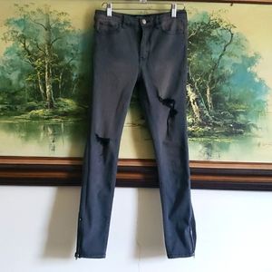 Hollister Crop High-Rise Stretch Light Ripped Jean Zipper legs…